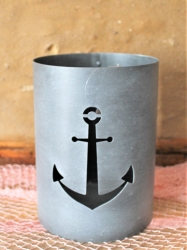 Windlicht Metall grau Anker